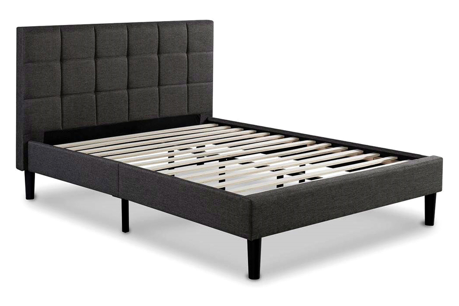 FaFurn - King Size Dark Gray Upholstered Platform Bed with Headboard