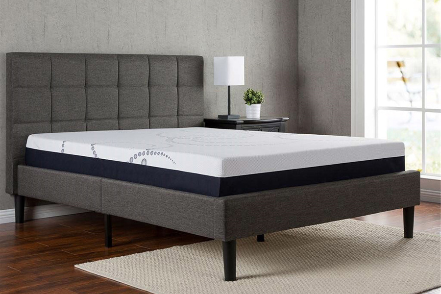 FaFurn - King Size Dark Gray Upholstered Platform Bed with Headboard