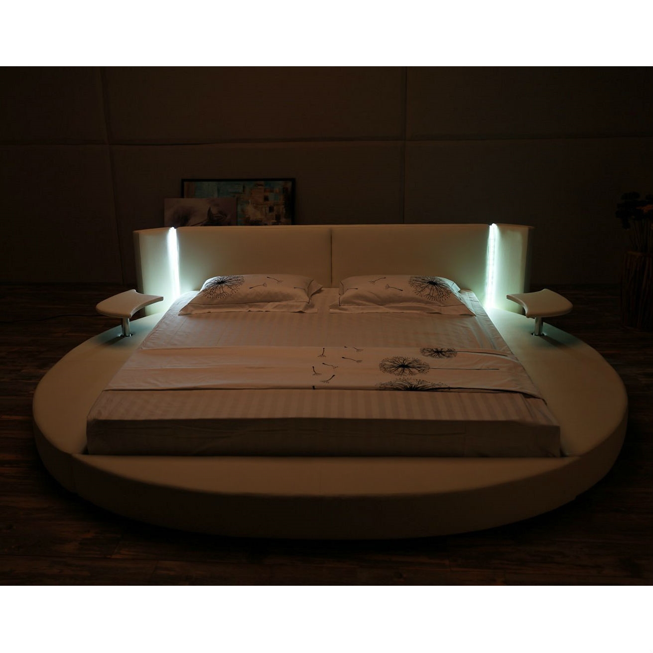 FaFurn - Platform Bed with LED Headboard and Nightstands