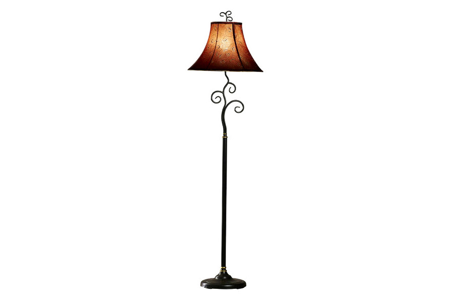 FaFurn - Contemporary 61-Inch Tall Floor Lamp with Red and Gold Bell Shade