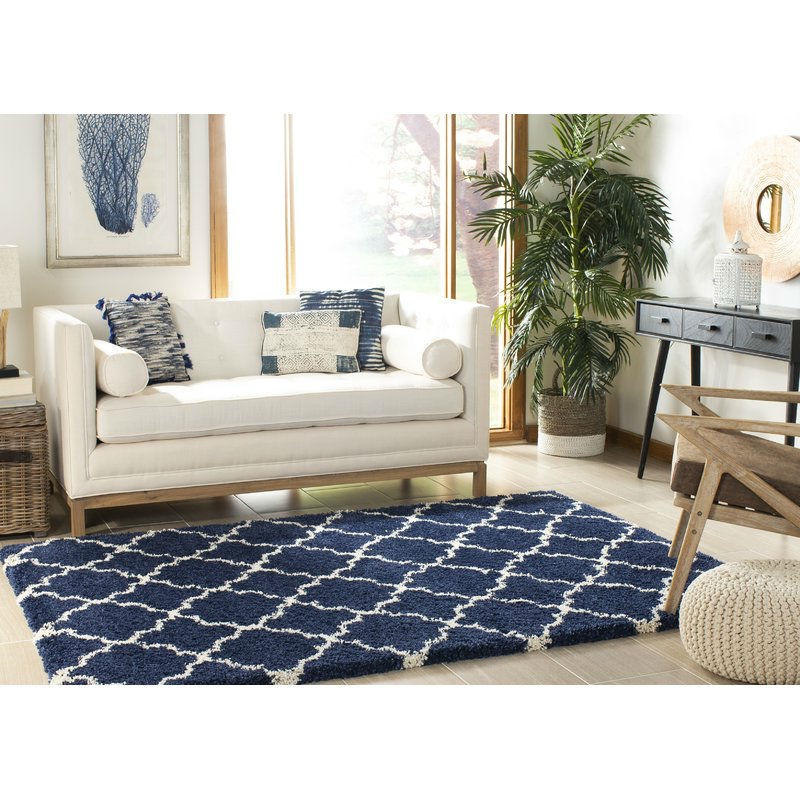 FaFurn Geometric 91x61" Rug - Blue/Beige