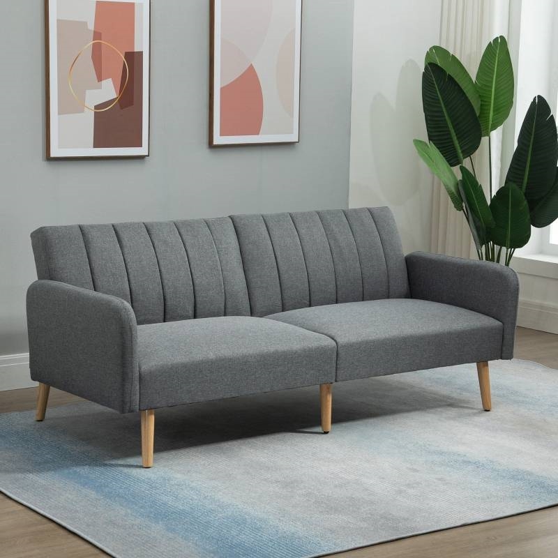 FaFurn - Modern Sofa-Bed in Light Gray, Linen/Polyester