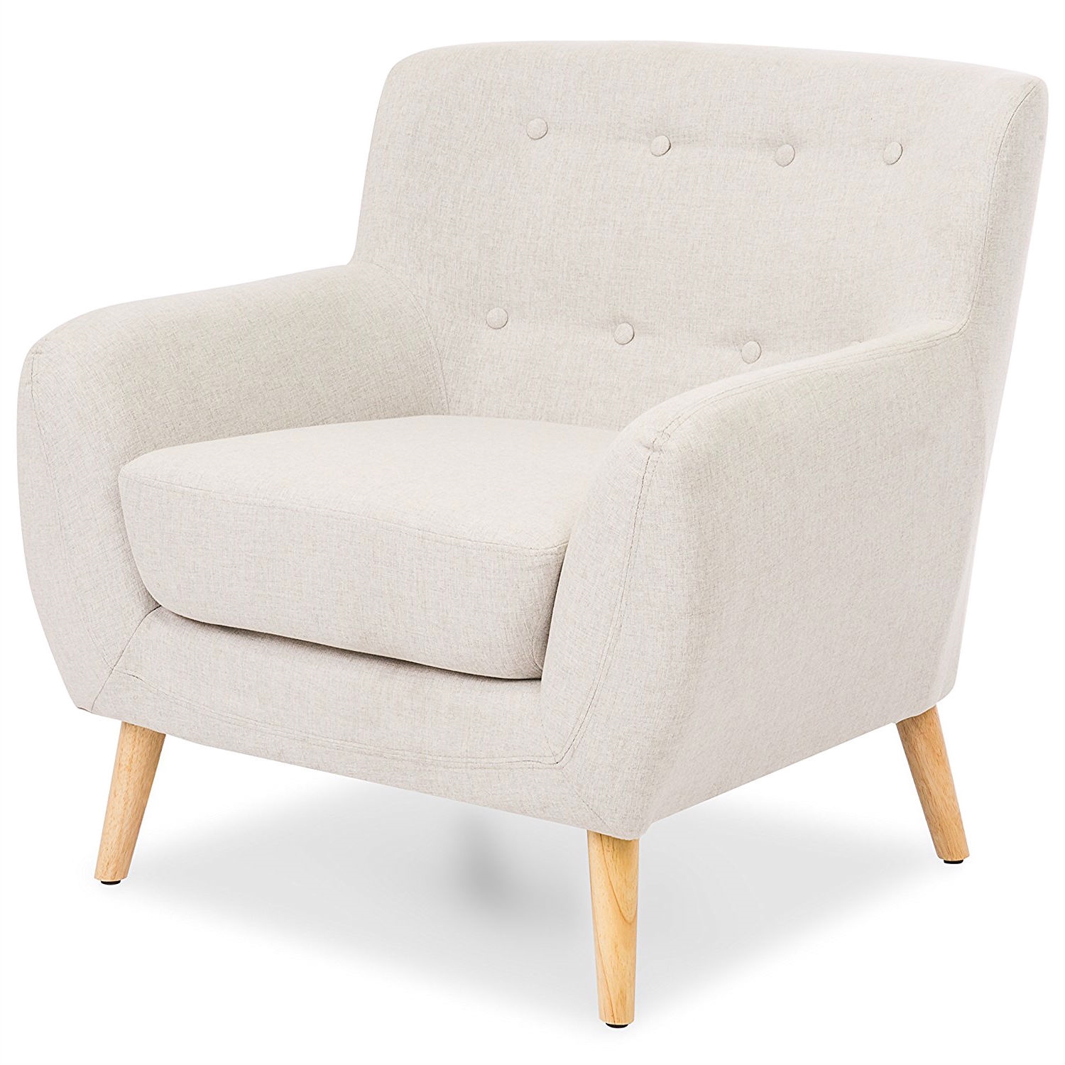 FaFurn Modern Armchair with Mid-Century Classic Style Wood Legs - Light Gray