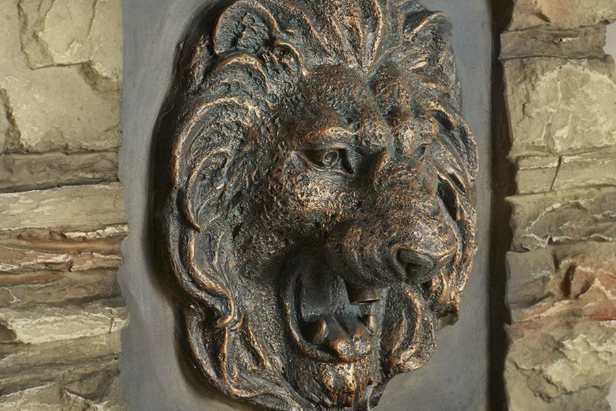 FaFurn - Indoor/Outdoor Water Fountain with Bronze Hued Lion Head