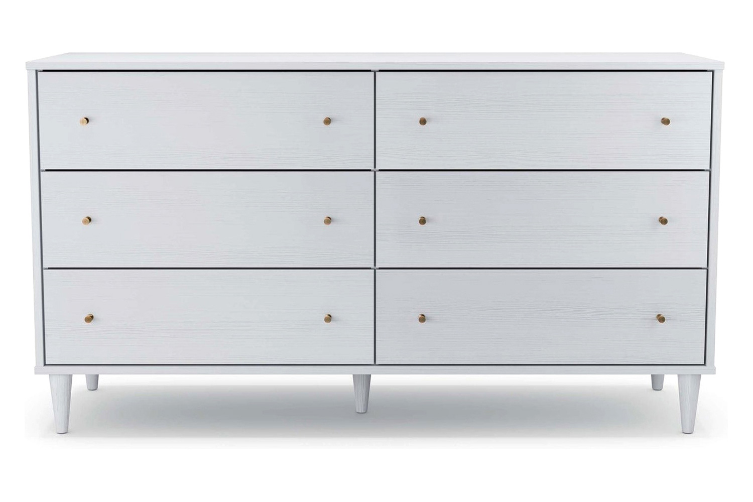 FaFurn Farmhouse Rustic Mid Century 6 Drawer Dresser - Rustic White