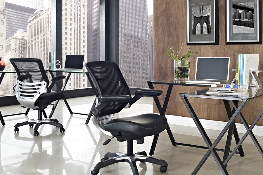 FaFurn Modern Mesh Back Ergonomic Office Chair with Flip-Up Arms - Black