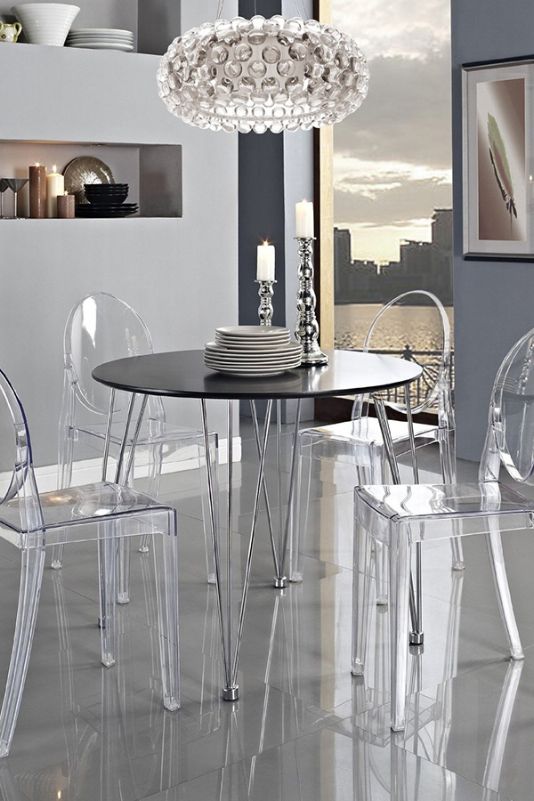 FaFurn - Stackable Clear Acrylic Dining Chair For Indoor Or Outdoor Use