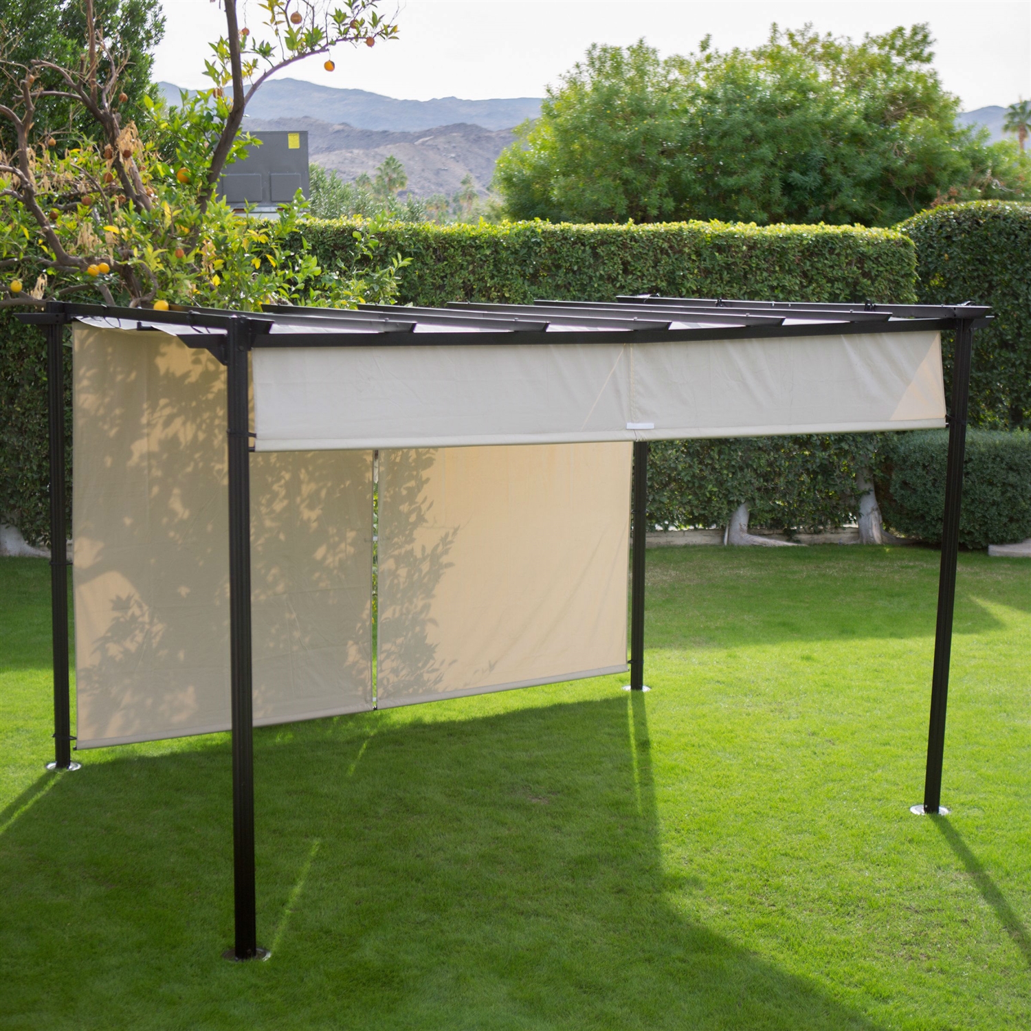 FaFurn - Gazebo with Shade Canopy in Ivory, Metal