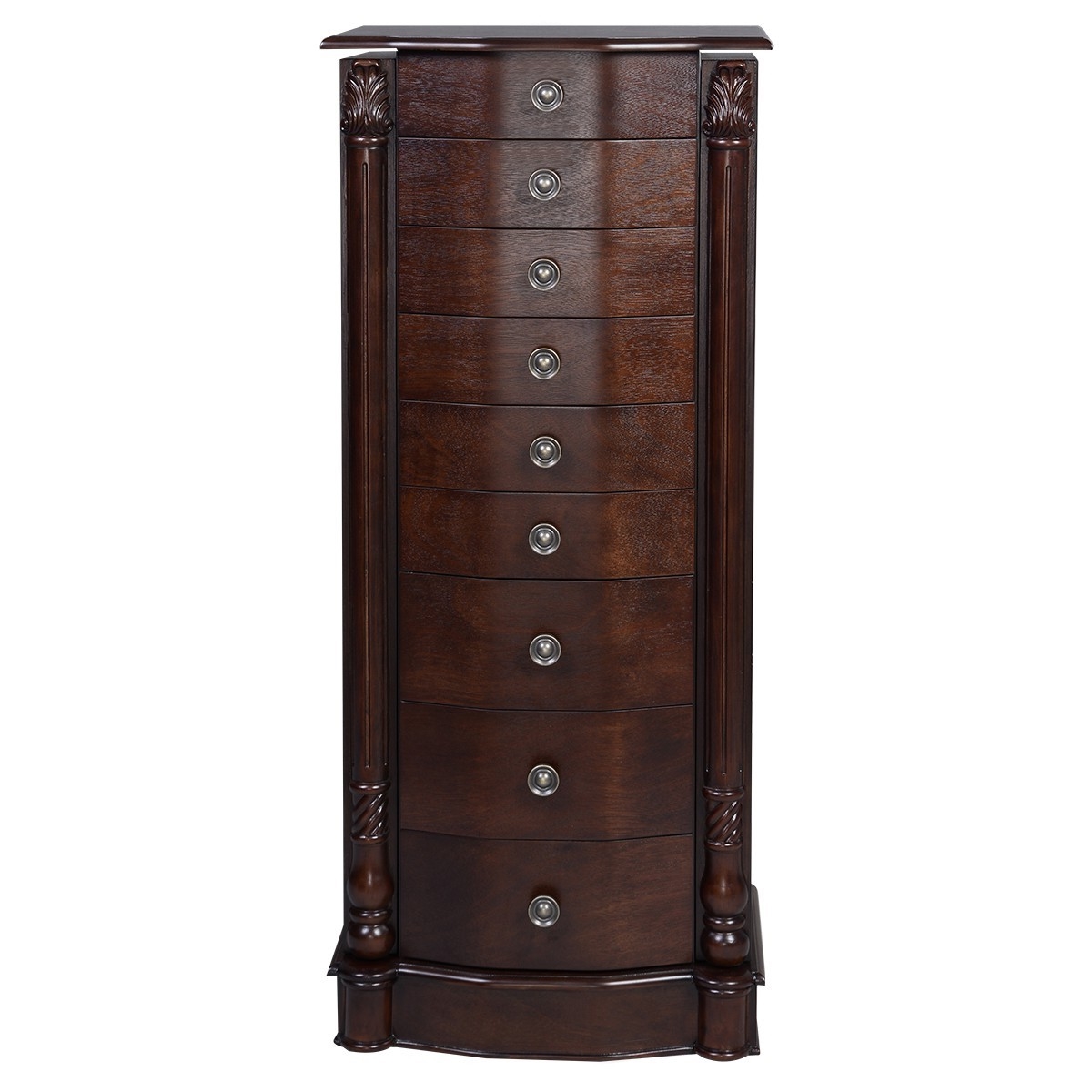 FaFurn - Jewelry Armoire Storage Chest with Mirror in Dark Brown, Wood