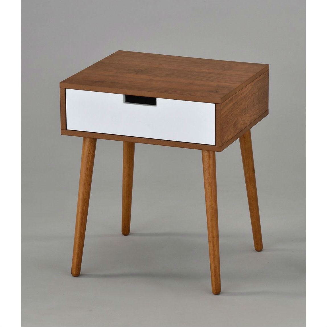 FaFurn - Modern Nightstand in Light Walnut/White, Wood