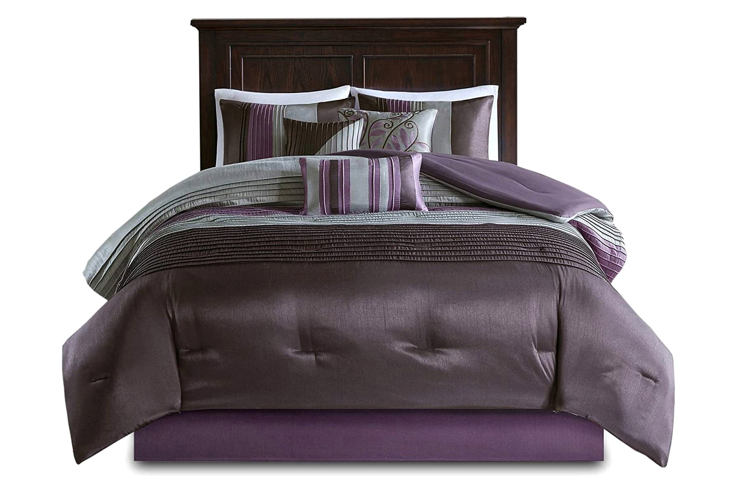 FaFurn - 7 Piece Bed in a Bag Comforter Set Faux Silk