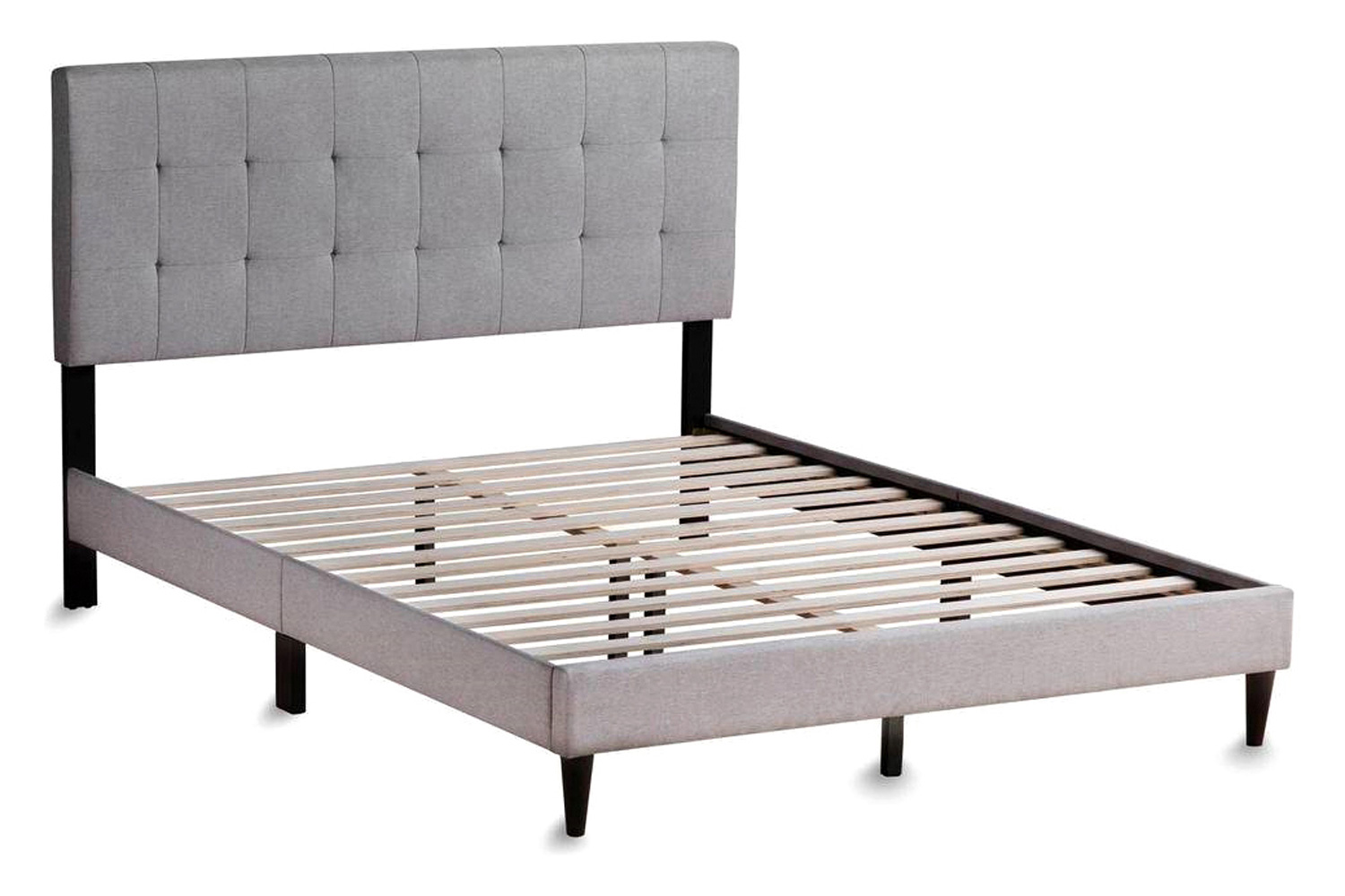 FaFurn Queen Size Upholstered Tufted Platform Bed Frame with Headboard - Stone Gray