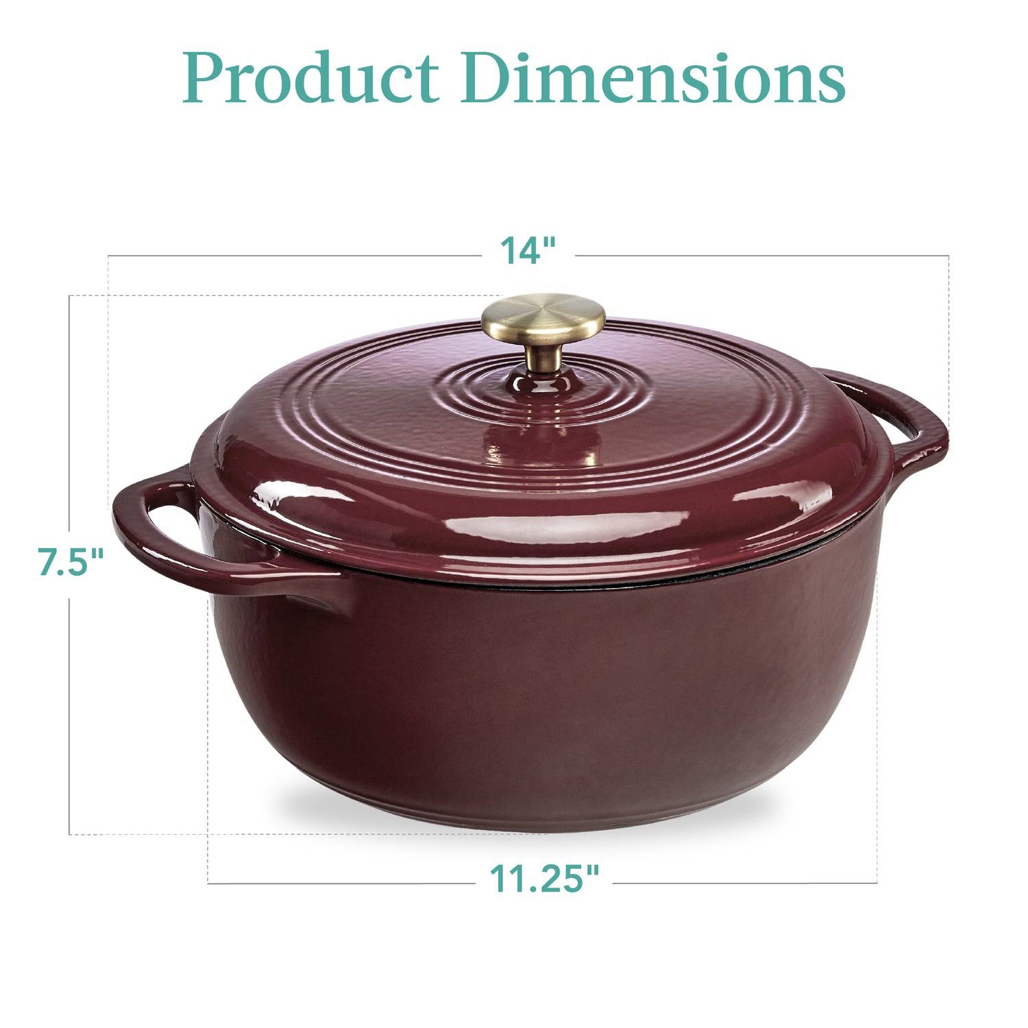 FaFurn 6 Quart Cookware - Red, Cast Iron