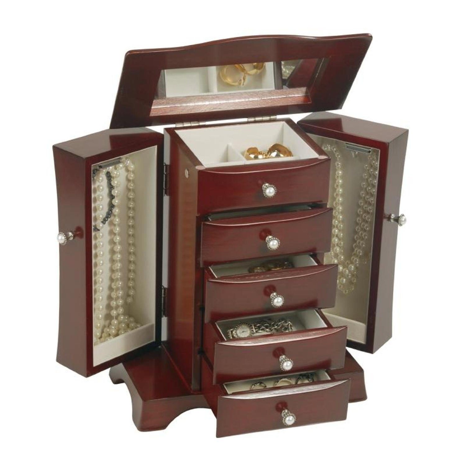 FaFurn - 4-Drawer Jewelry Box in Cherry, Wood