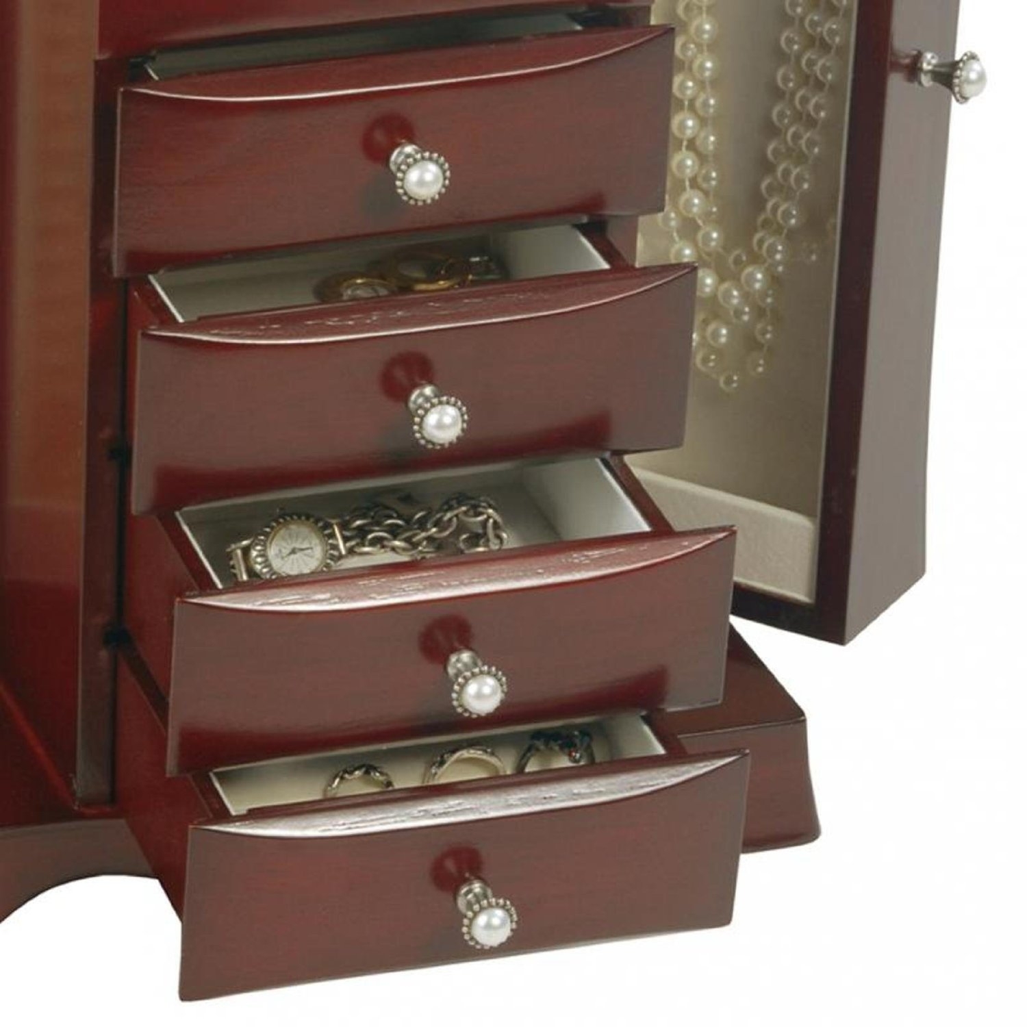 FaFurn - 4-Drawer Jewelry Box in Cherry, Wood