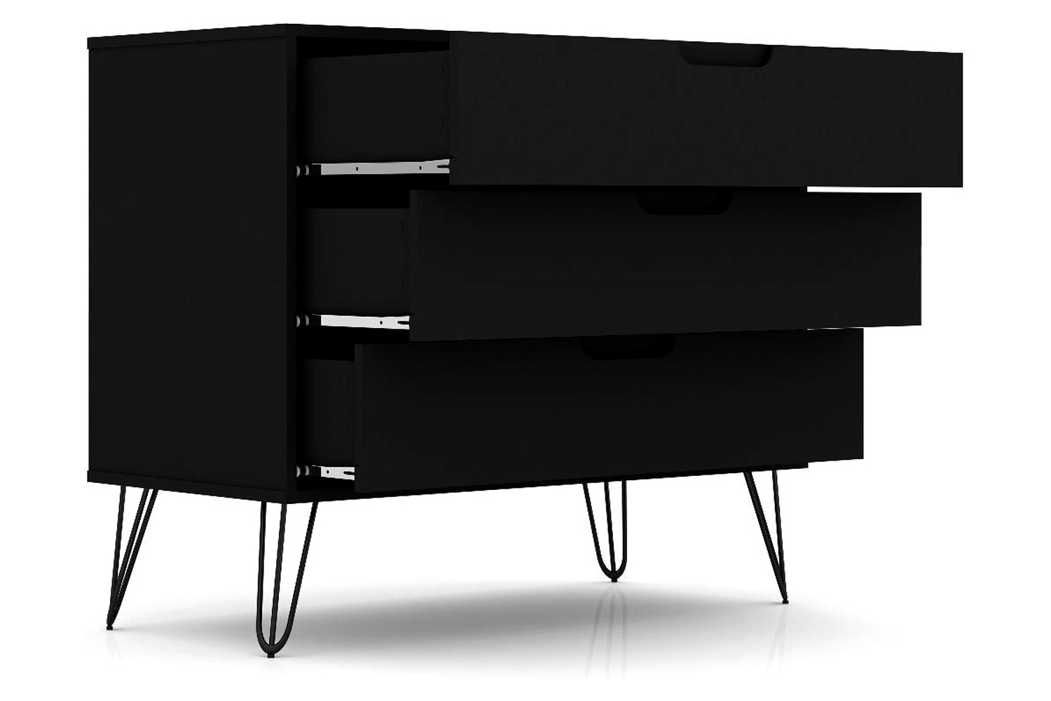 FaFurn Modern Scandinavian Style Bedroom 3-Drawer Dresser - Black