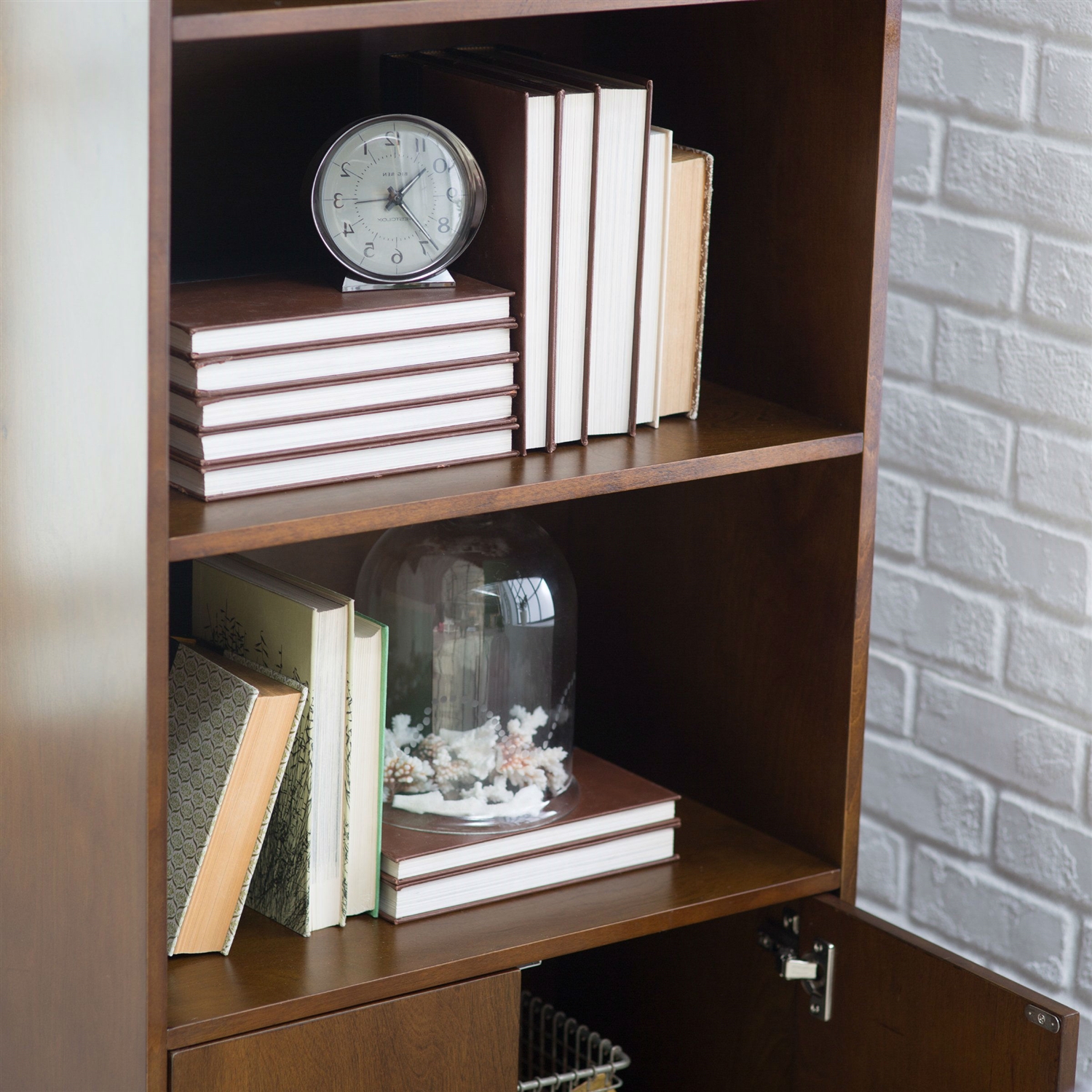 FaFurn - Modern Bookcase in Walnut, Metal/Wood