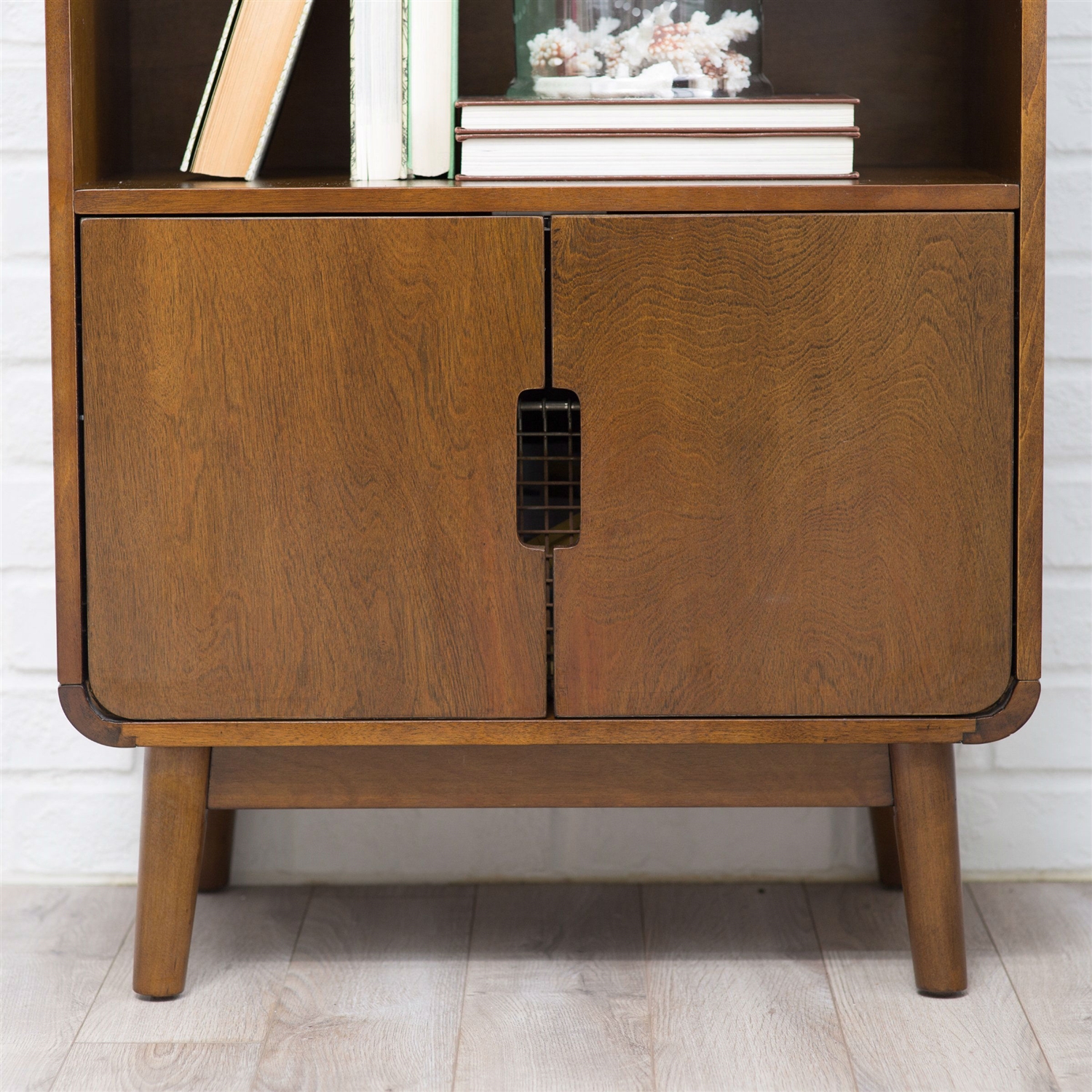 FaFurn - Modern Bookcase in Walnut, Metal/Wood