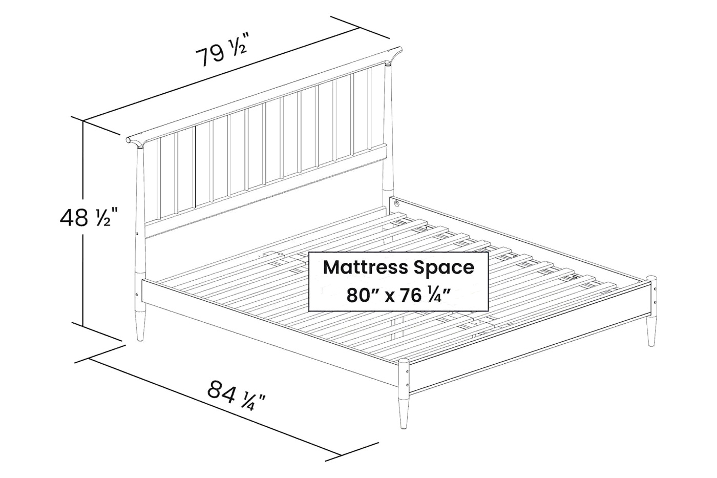 FaFurn King Size Platform Bed with Headboard - Walnut, Wood