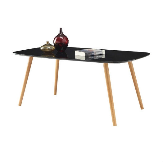 FaFurn™ Modern Coffee Table with Solid Wood Legs - Black, Wood