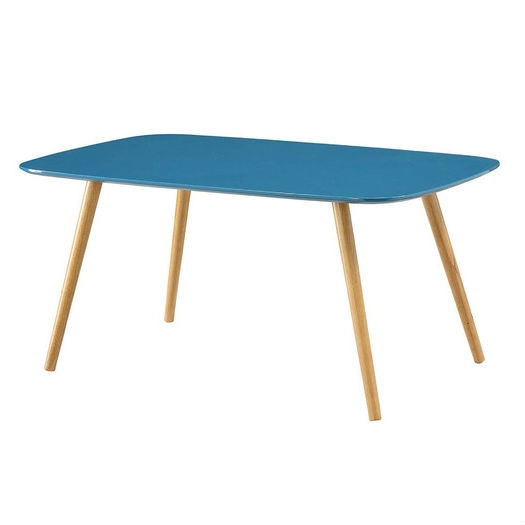 FaFurn Modern Coffee Table with Solid Wood Legs - Blue, Wood