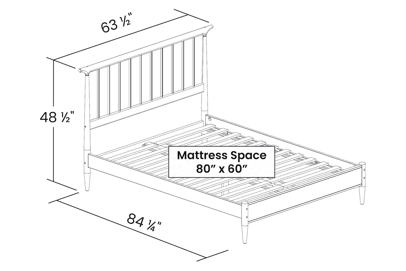 FaFurn Queen Size Platform Bed with Headboard - Walnut, Wood