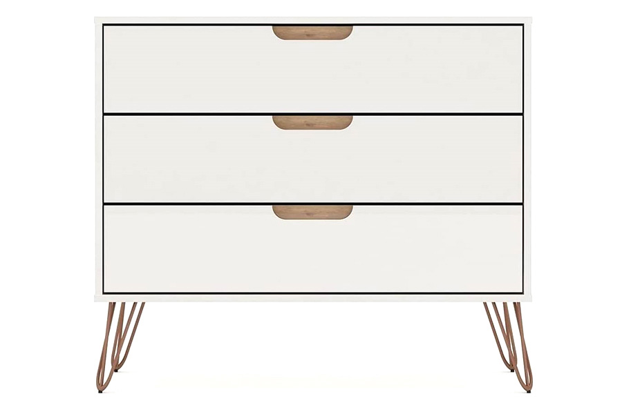 FaFurn - Modern Bedroom Scandinavian Style 3-Drawer Dresser in Off-White Natural Finish