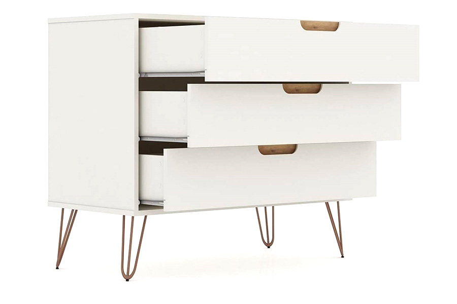 FaFurn - Modern Bedroom Scandinavian Style 3-Drawer Dresser in Off-White Natural Finish