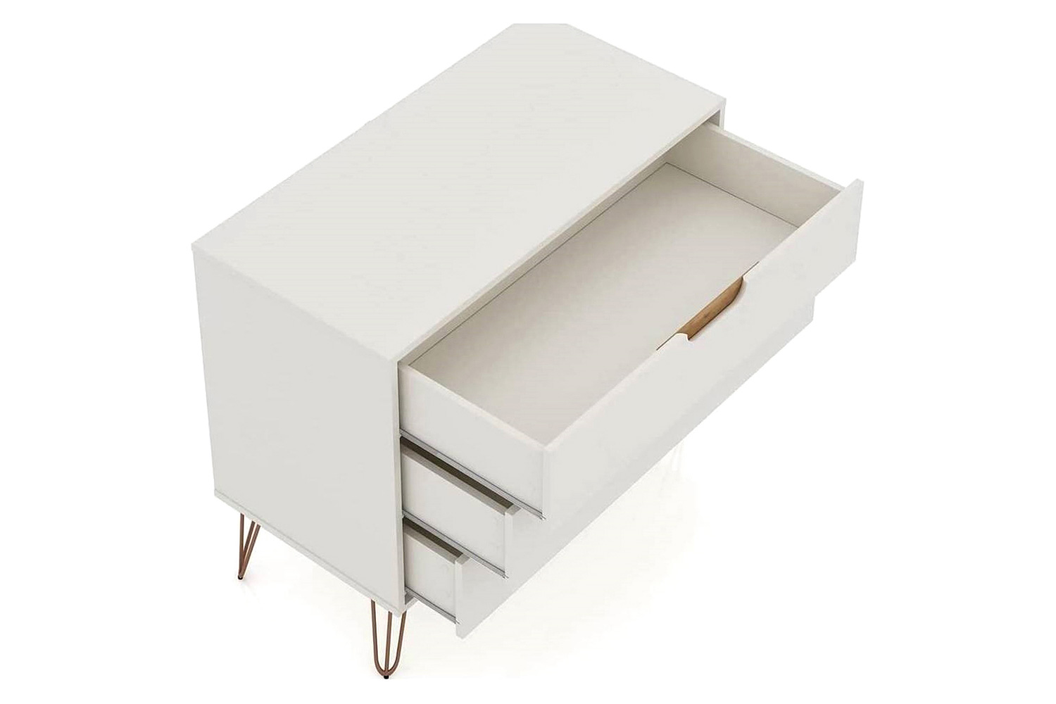 FaFurn - Modern Bedroom Scandinavian Style 3-Drawer Dresser in Off-White Natural Finish