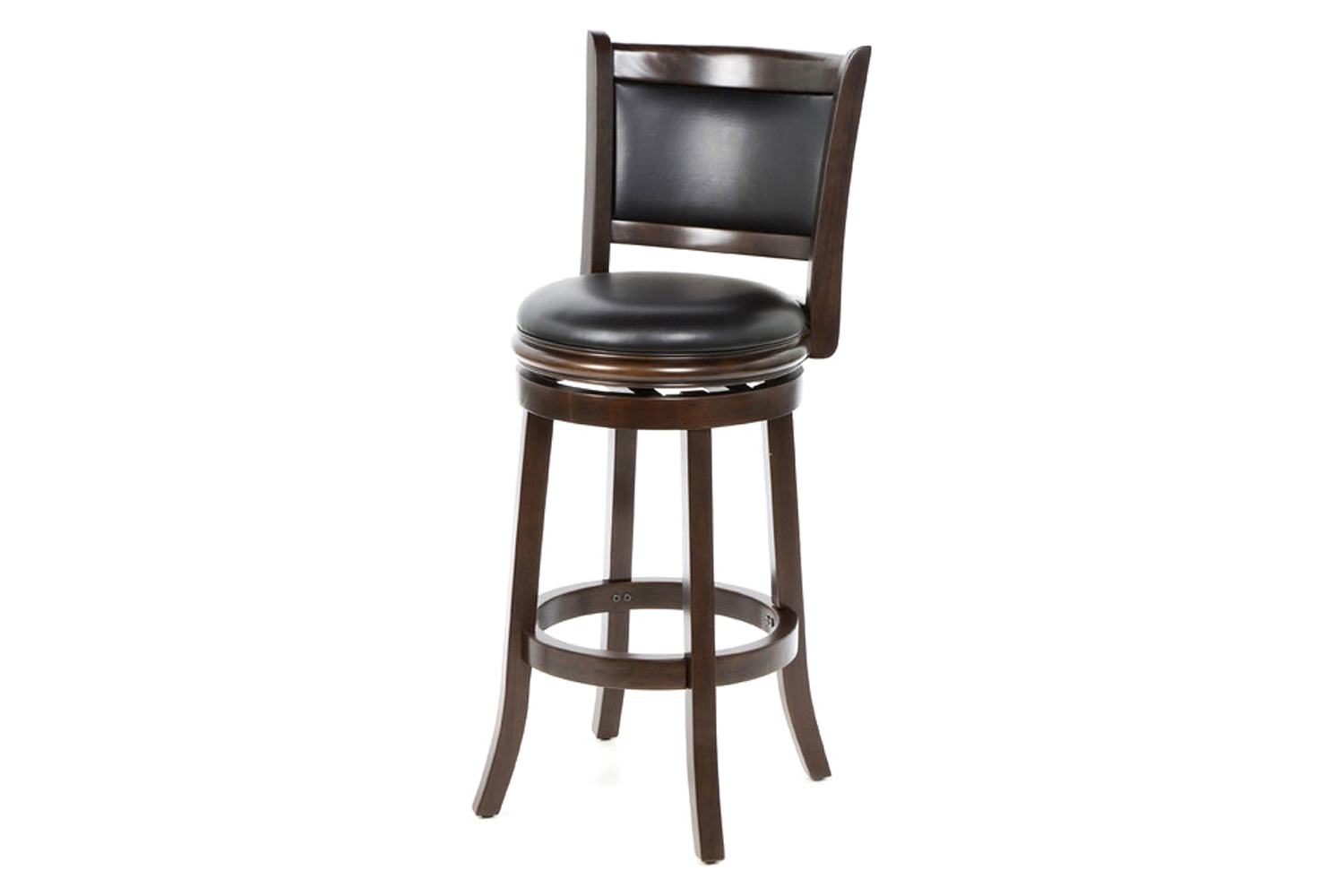 FaFurn - Solid Wood Bar Stool with Faux Leather Swivel Seat