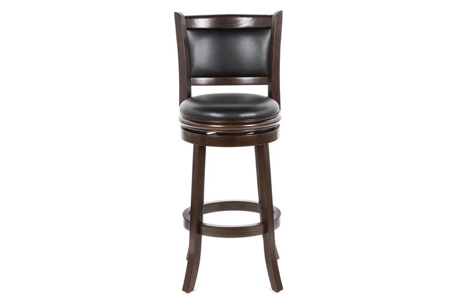 FaFurn 29-Inch Solid Wood Bar Stool with Faux Leather Swivel Seat - Cappuccino