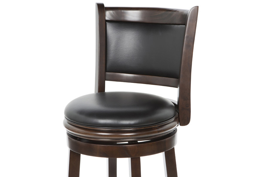 FaFurn 29-Inch Solid Wood Bar Stool with Faux Leather Swivel Seat - Cappuccino