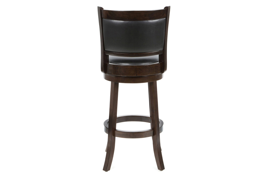 FaFurn 29-Inch Solid Wood Bar Stool with Faux Leather Swivel Seat - Cappuccino