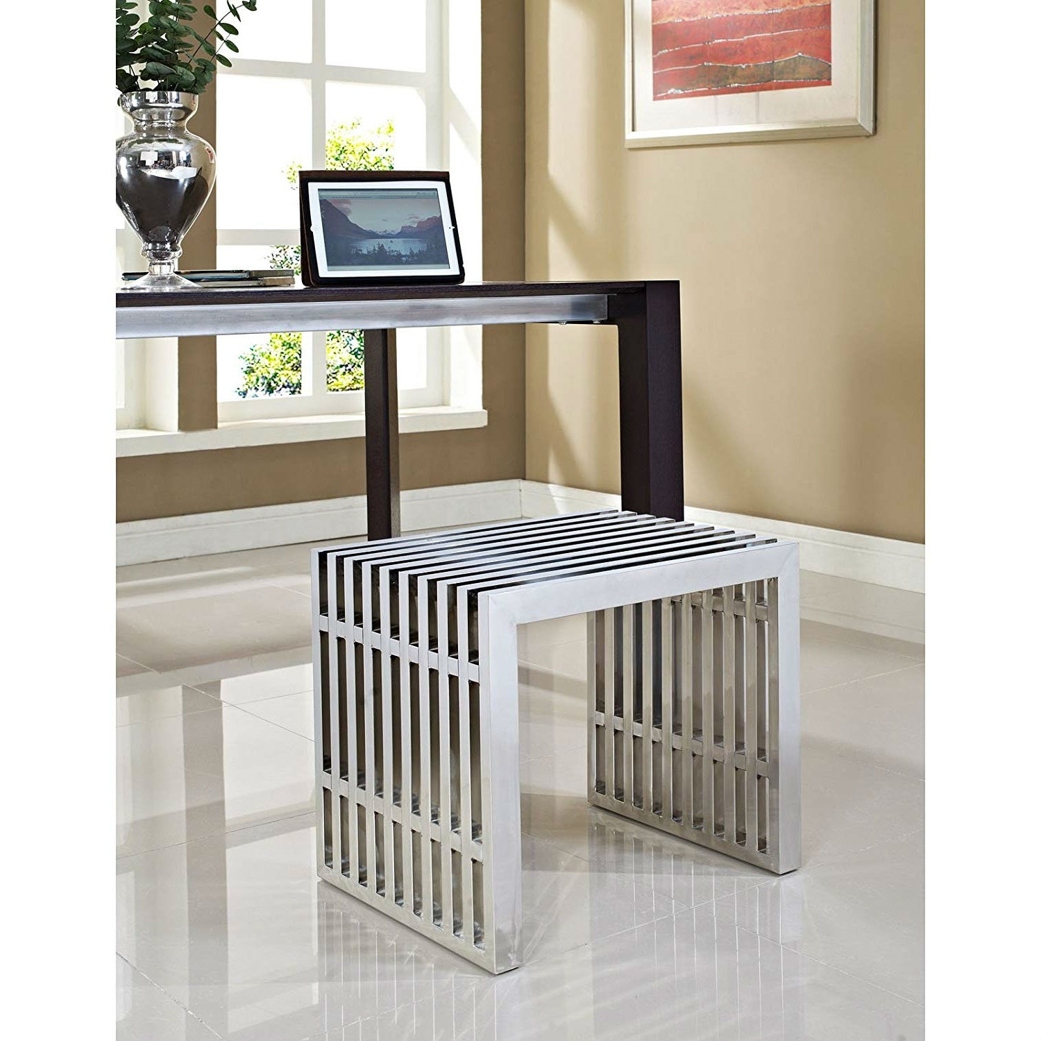 FaFurn™ Modern Accent Bench - Stainless Steel