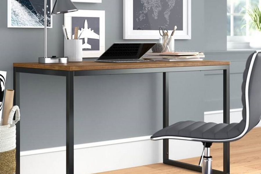 FaFurn - Modern Home Office Desk with Metal Frame and Wood Top