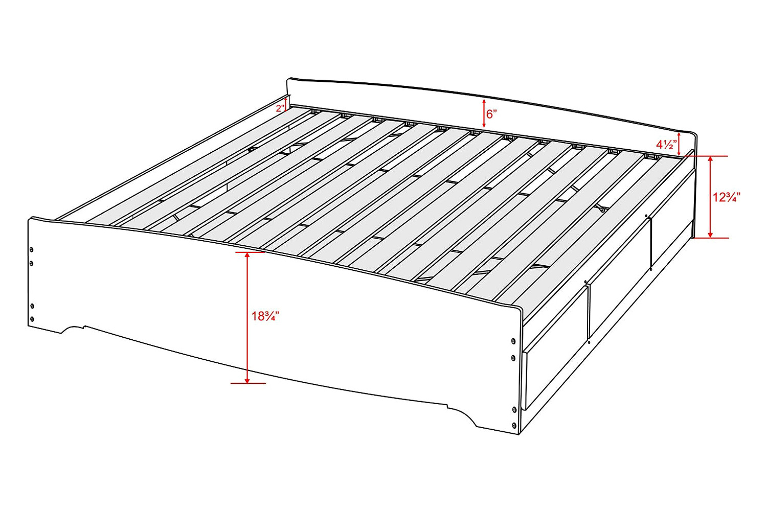 FaFurn - King Size Modern Espresso Platform Bed Frame with 6 Storage Drawers