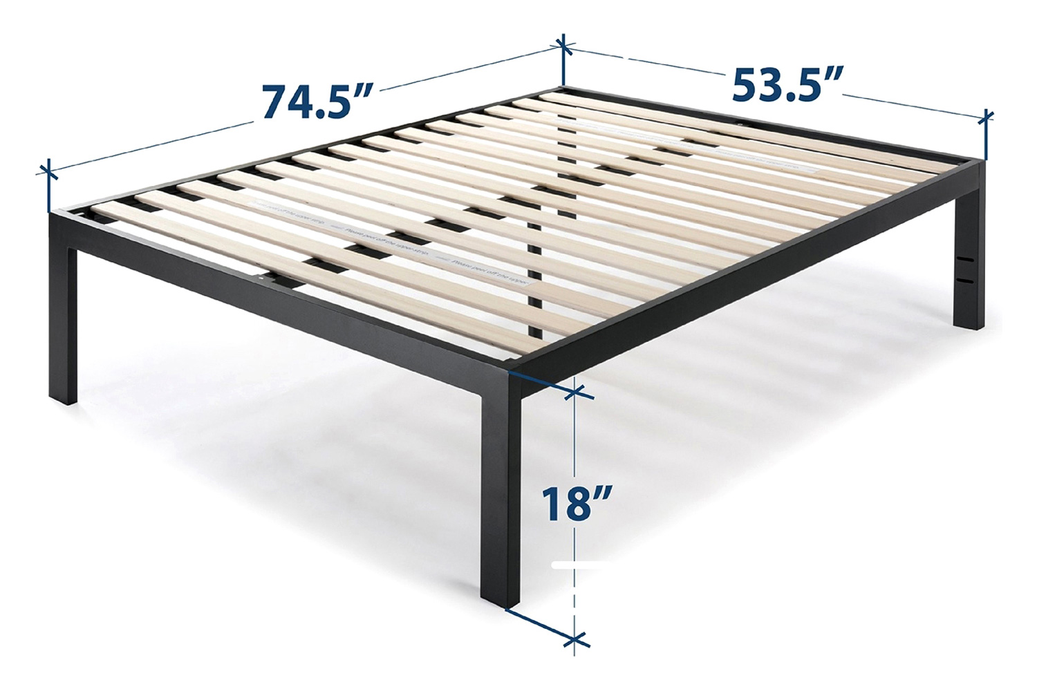 FaFurn 18-Inch Easy Assemble Metal Platform Bed Frame Wooden Slats - Full Size