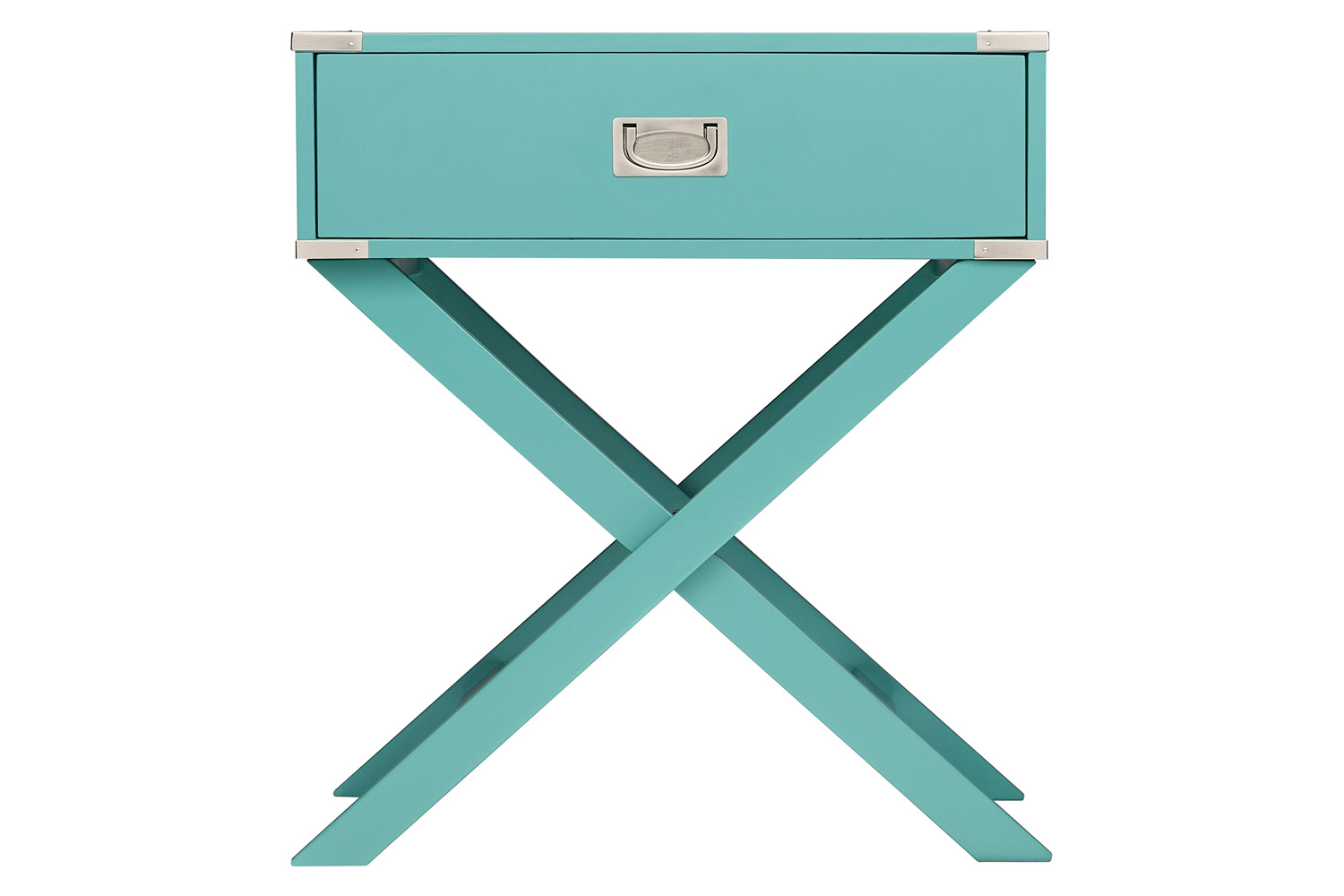 FaFurn 1-Drawer End Table/Nightstand with Modern Classic X Style Legs - Turquoise