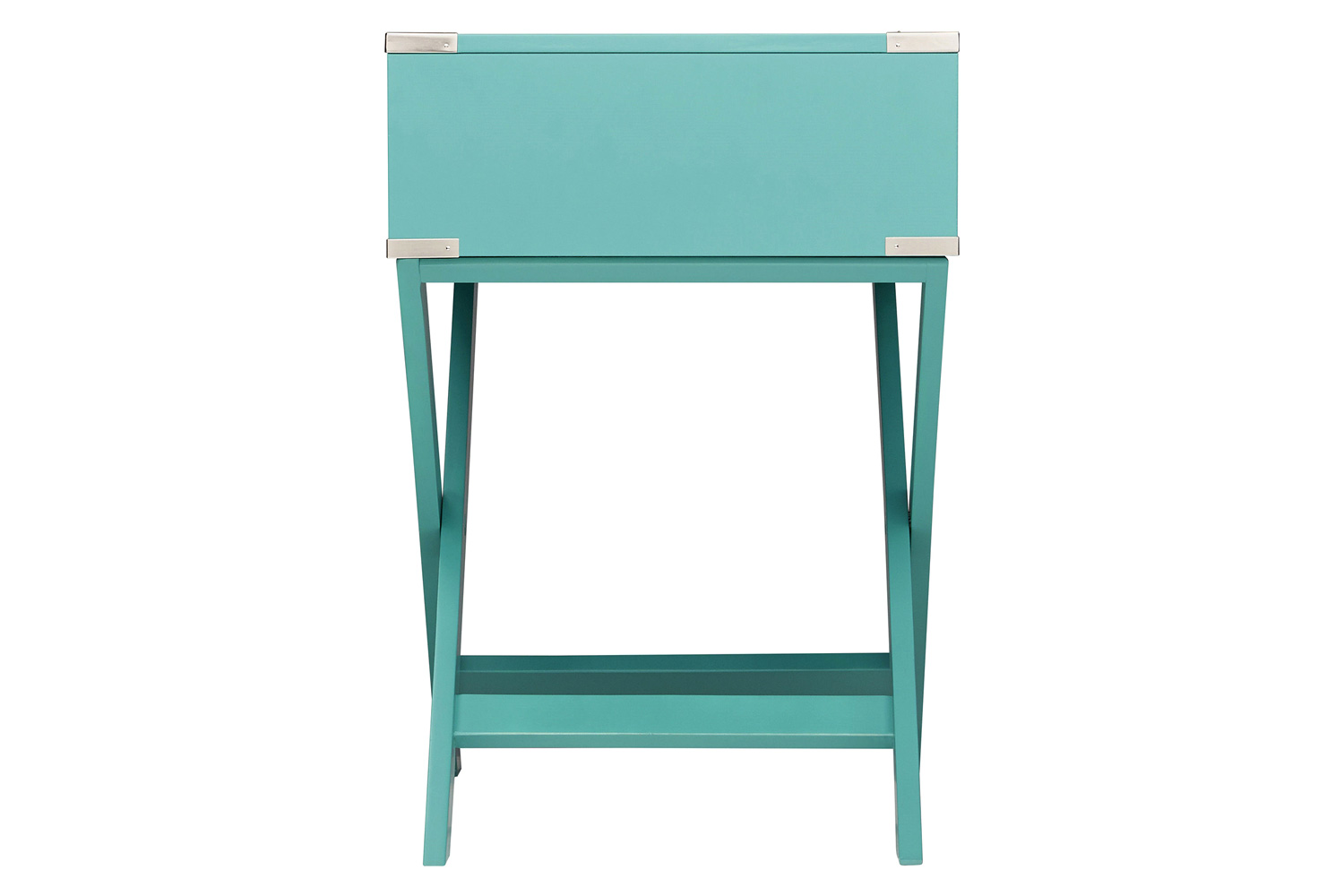 FaFurn 1-Drawer End Table/Nightstand with Modern Classic X Style Legs - Turquoise