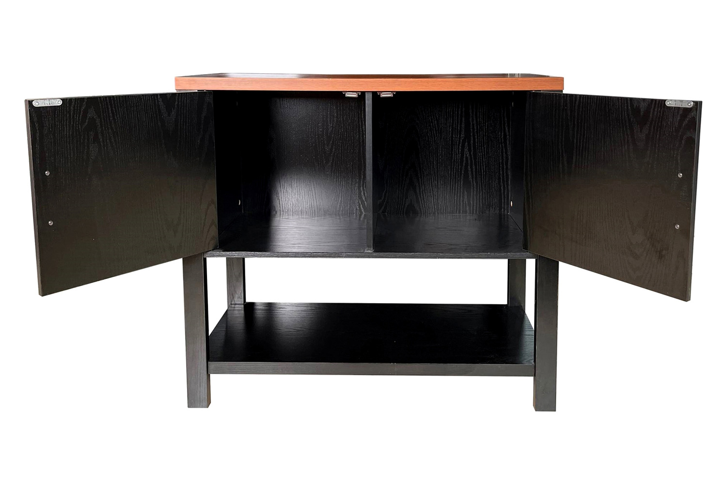 FaFurn Modern 2 Drawer Wooden Storage Console Table - Black/Walnut