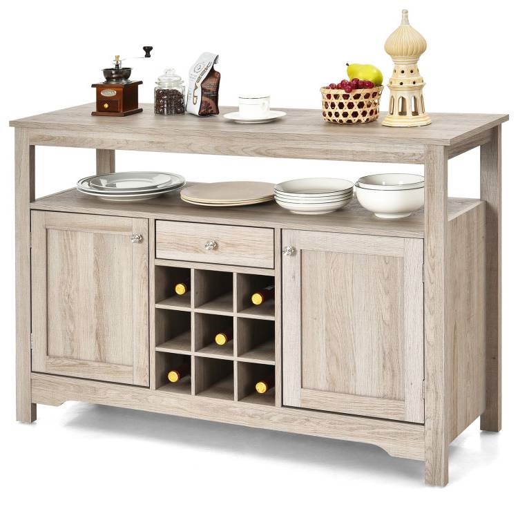 FaFurn - Sideboard Buffet with Wine Rack and Storage Shelf