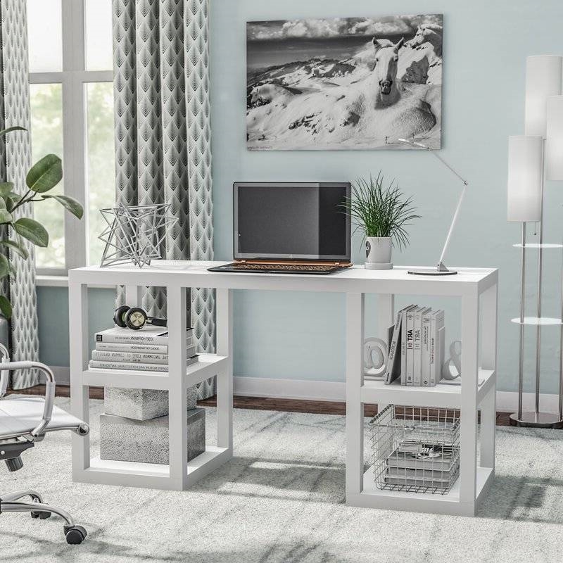 FaFurn Modern Computer Desk - White, Wood