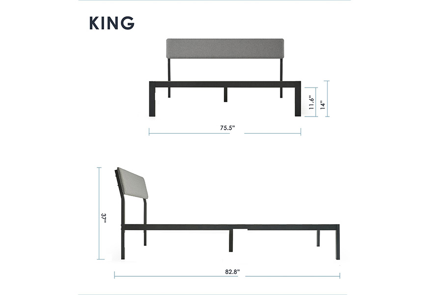 FaFurn Soft Fabric Metal Headboard Platform Bed Wooden Slats - King Size