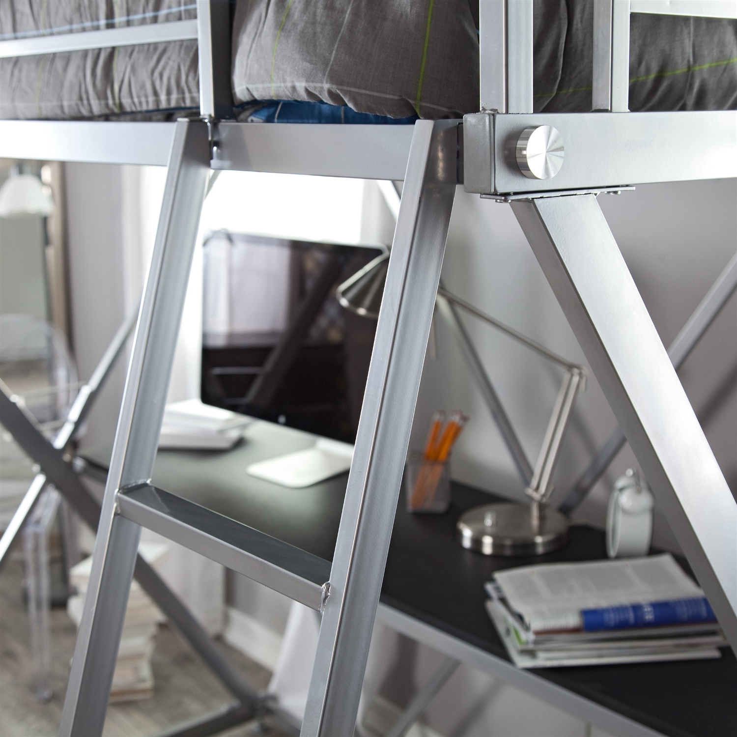 FaFurn - Modern Bunk Bed with Desk and Ladder