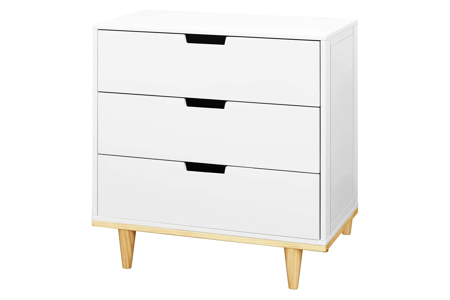 FaFurn Modern Mid-Century Style 3-Drawer Dresser Chest in Wood Finish - White/Natural