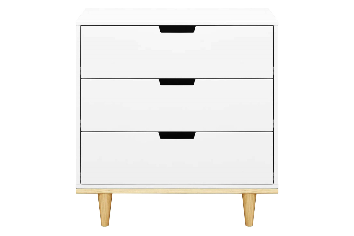 FaFurn Modern Mid-Century Style 3-Drawer Dresser Chest in Wood Finish - White/Natural