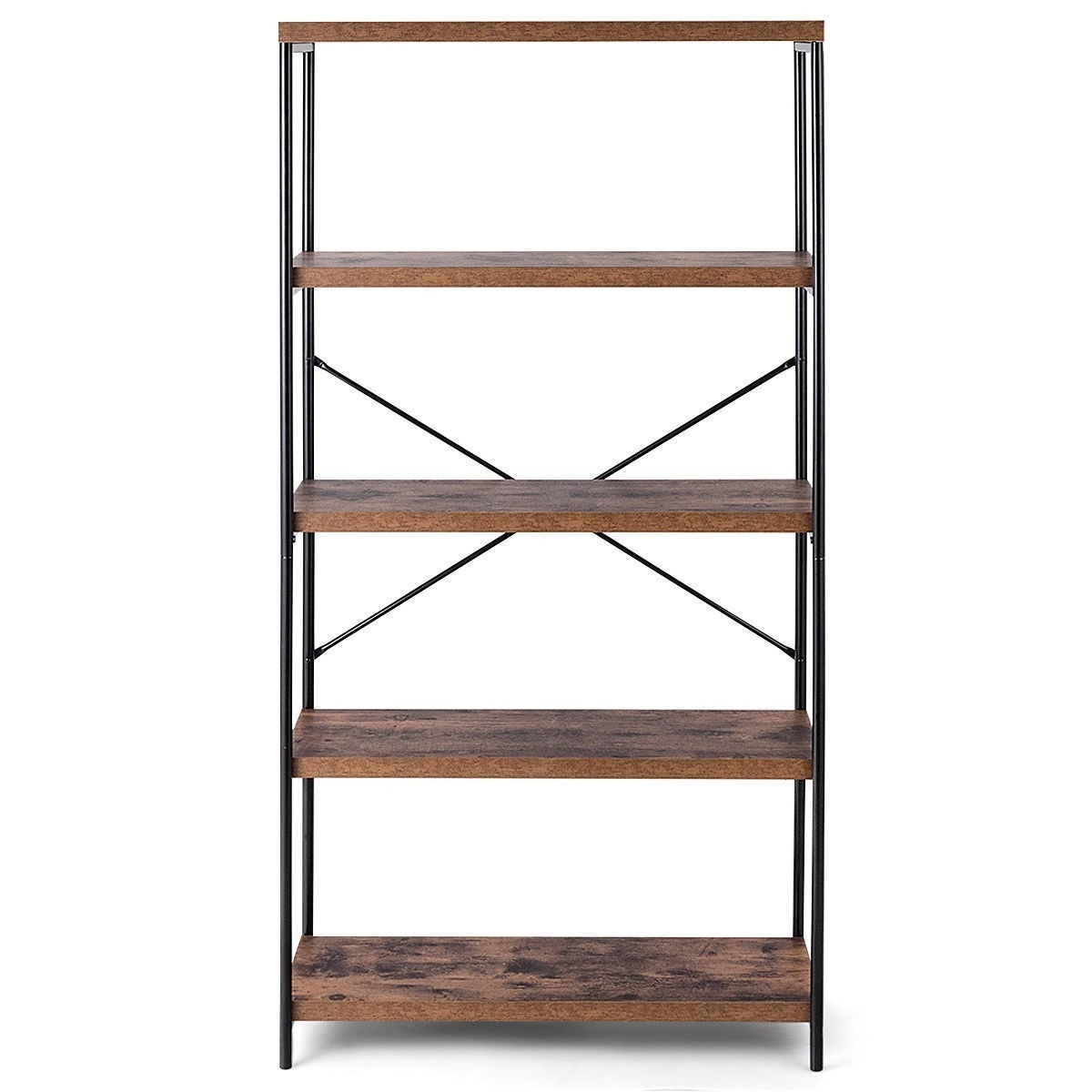 FaFurn - Industrial 5-Tier Bookcase in Metal/Wood