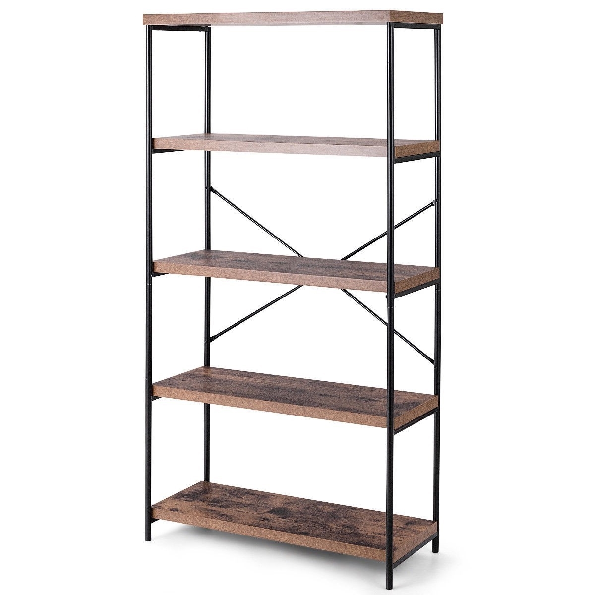 FaFurn - Industrial 5-Tier Bookcase in Metal/Wood