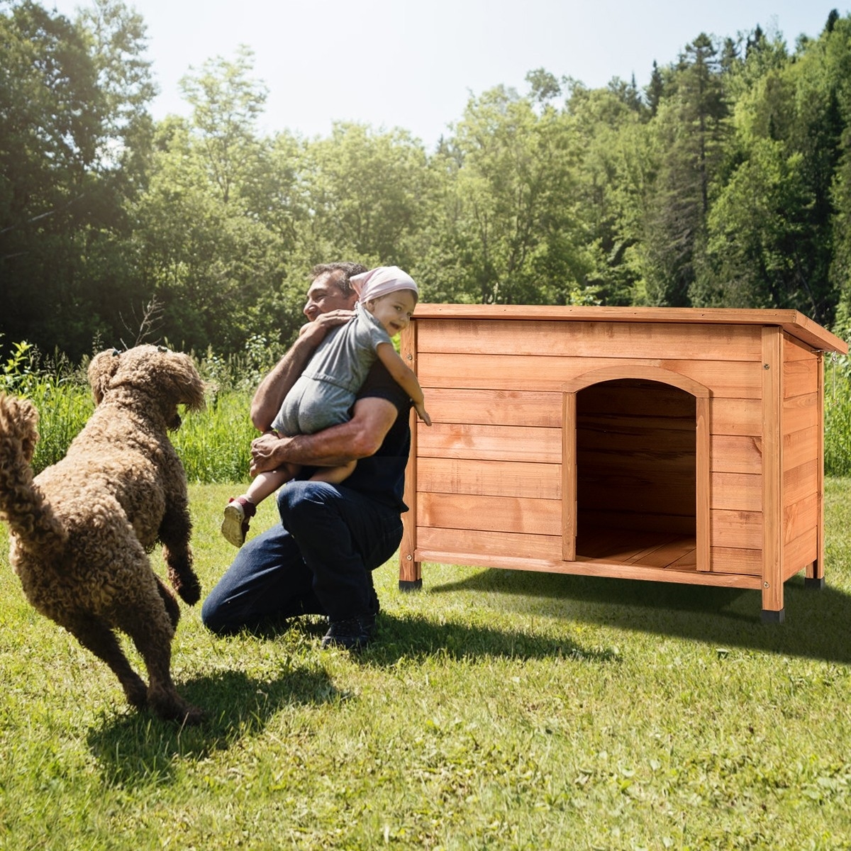 FaFurn - Medium Dog House with Hinged Asphalt Roof