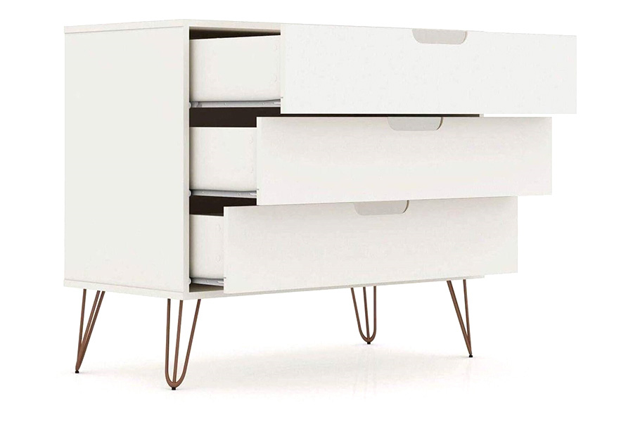 FaFurn Modern Scandinavian Style Bedroom 3-Drawer Dresser - Off-White